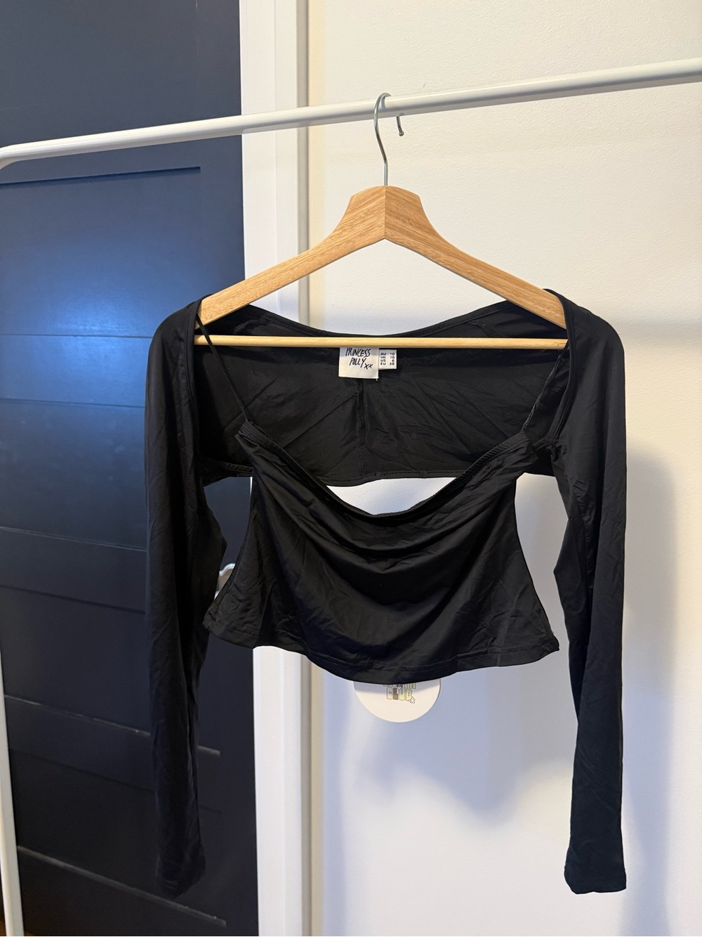 NWT Princess Polly Black Long-Sleeve Shawl with Cropped Tube Top 2 Piece Set